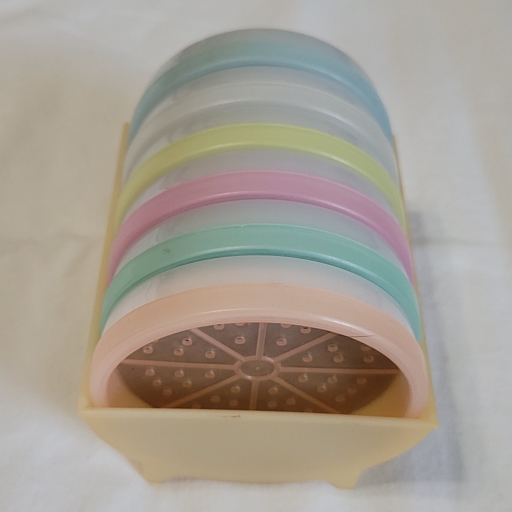 Tupperware Multicolor Coaster Set, VINTAGE, 6pc Set with Tray